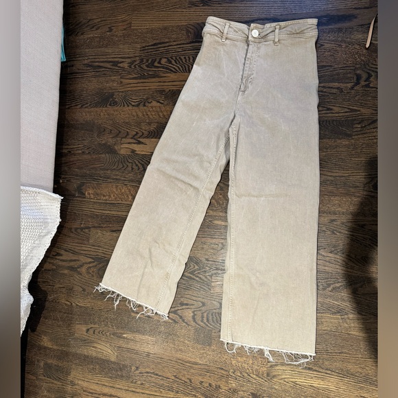 Zara marine straight tan jeans with raw hem size 10 - Picture 4 of 8